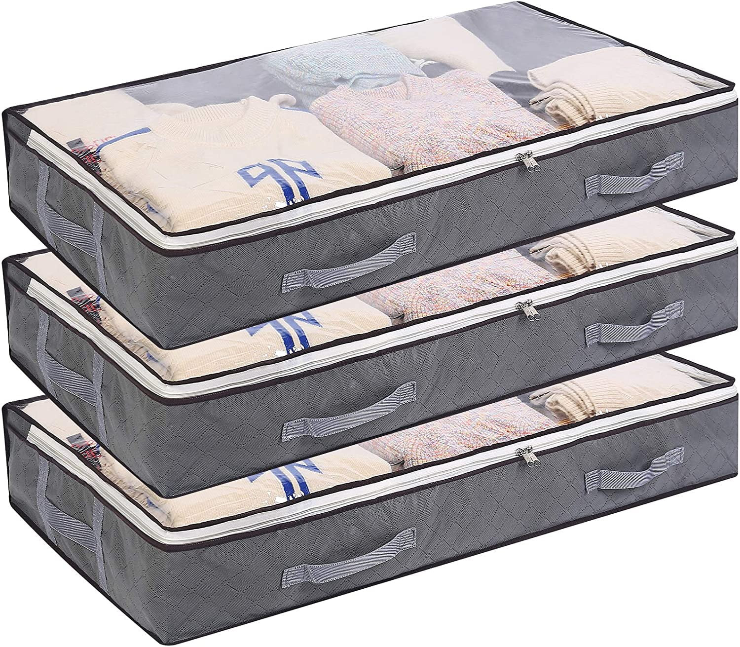 75L Under bed Storage Bags Organizer, 3Pcs Closet Storage Organizers, Foldable Under the Bed Stor... | Walmart (US)