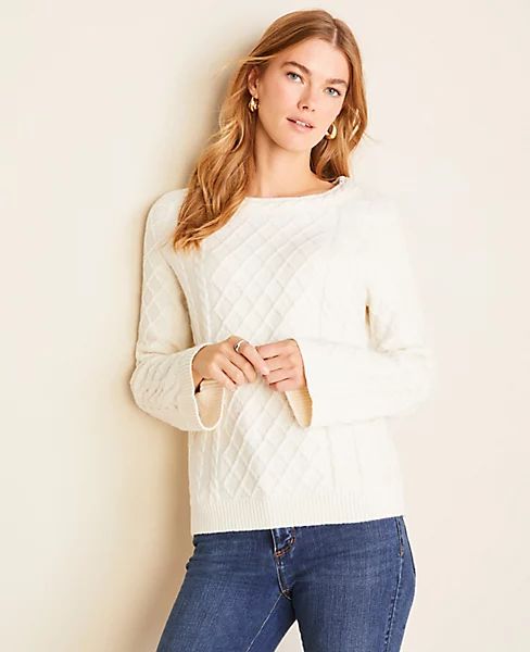Petite Mixed Stitch Cable Sweater | Ann Taylor | Ann Taylor (US)