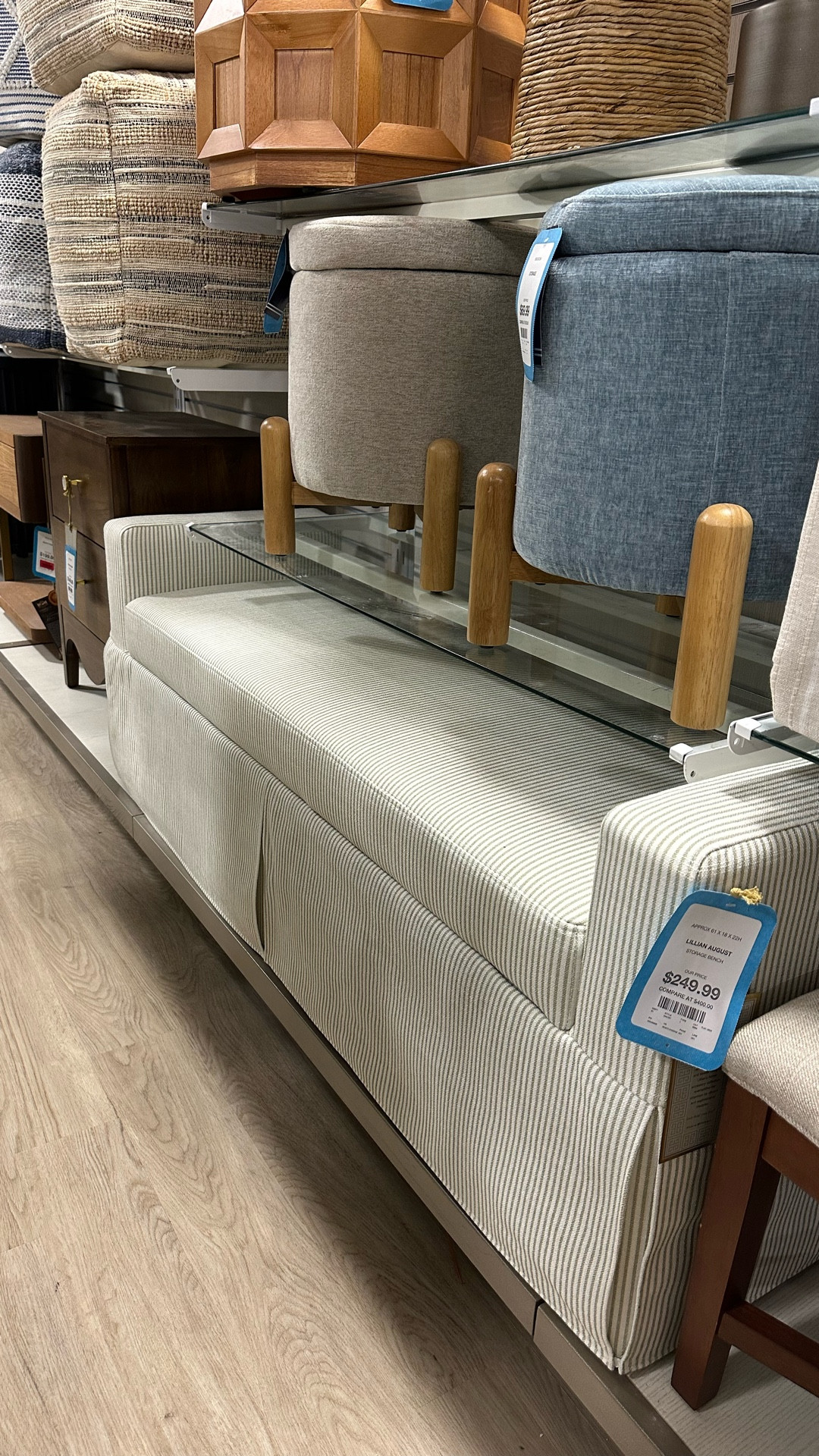 New TJ Maxx Lillian August light green and white striped storage bench available online! Obsessed 💚 Use Code SHIP89 for Free Shipping!! #LTKStyleTip

#LTKHome