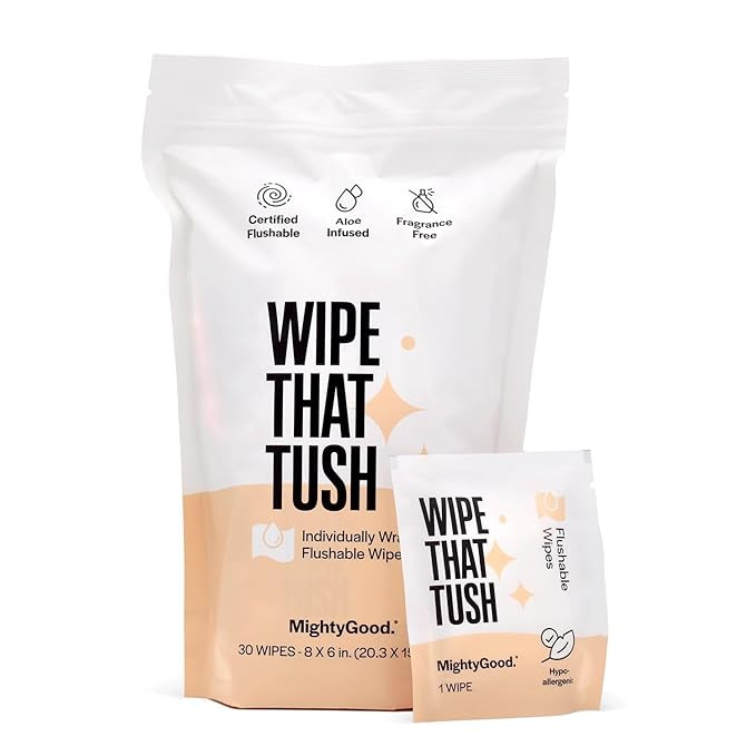 Wipe That Tush On-The-Go Flushable Wipes - 1 Pack of 30 Individually Wrapped Wipes - Fragrance Fr... | Amazon (US)