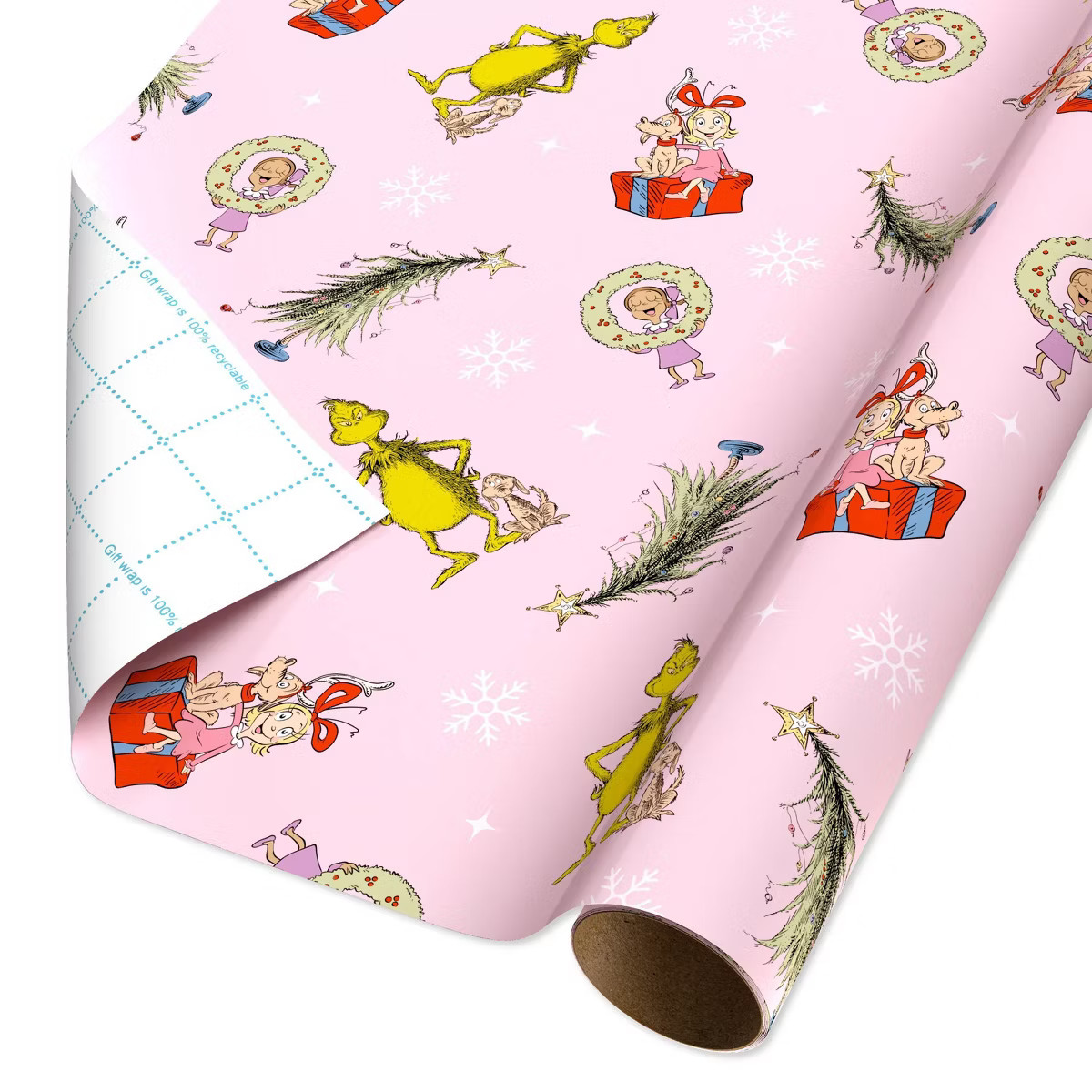 Dr. Seuss The Grinch and Cindy Lou Who 25 sq ft Christmas Gift Wrap Pink | Target