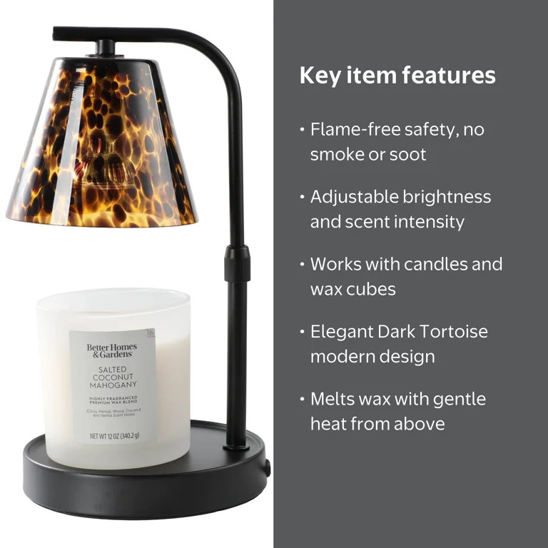 Better Homes & Gardens Dark Tortoise Wax Cube & Candle Warmer with Adjustable Height, Timer & Dim... | Walmart (US)