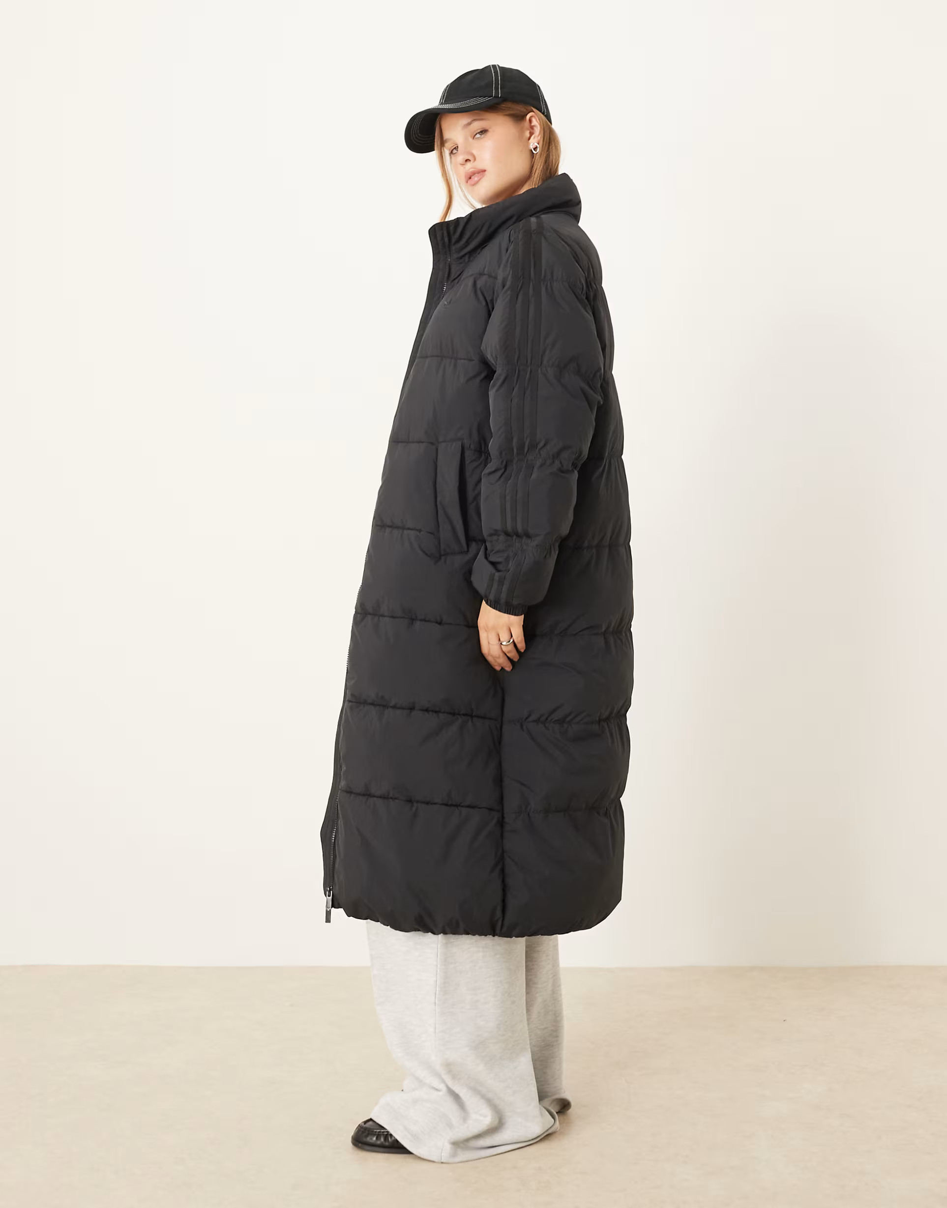 adidas Originals Adicolor down long puffer coat in black | ASOS (Global)