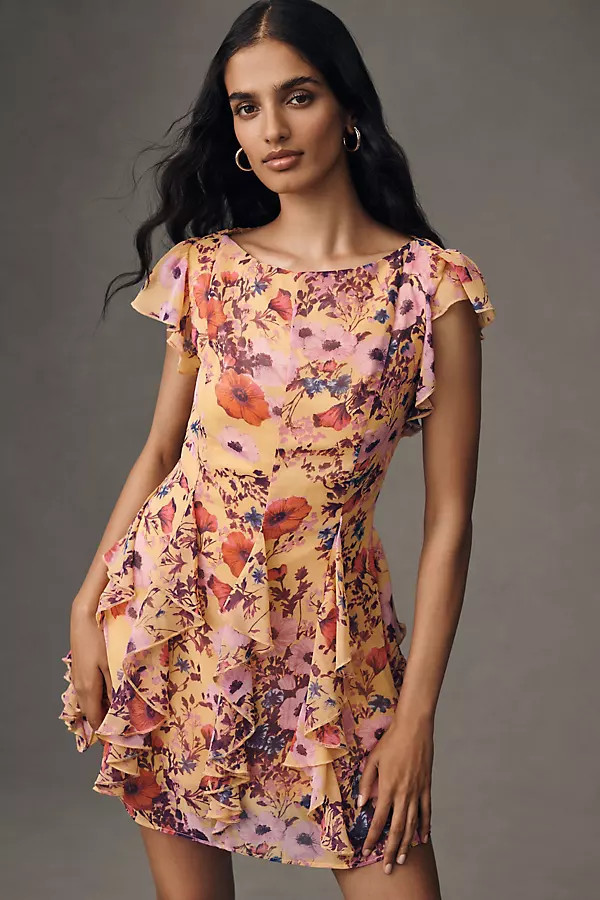 Sleeveless Ruffled Chiffon Mini Dress | Anthropologie (US)