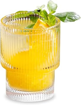 Origami Style Glass Cups Set of 1 Small, Ripple Vintage Glassware Transparent Cocktail Glasses Se... | Amazon (US)