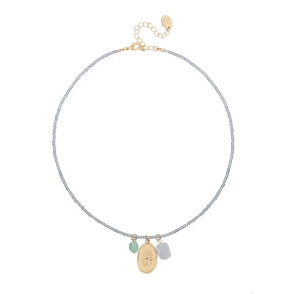 Time and Tru Women’s Gold Tone Beaded Necklace with Mixed Charms | Walmart (US)