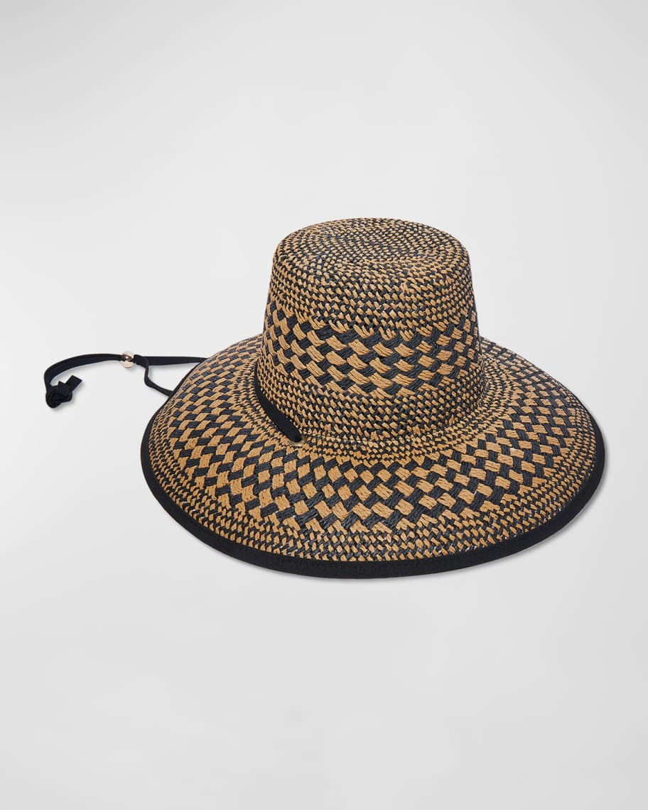 Brielle Checkered Straw Sun Hat | Neiman Marcus