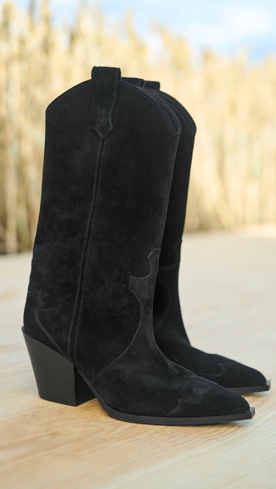 AEYDE Ariel Cow Suede Leather Black Boots | Shopbop | Shopbop