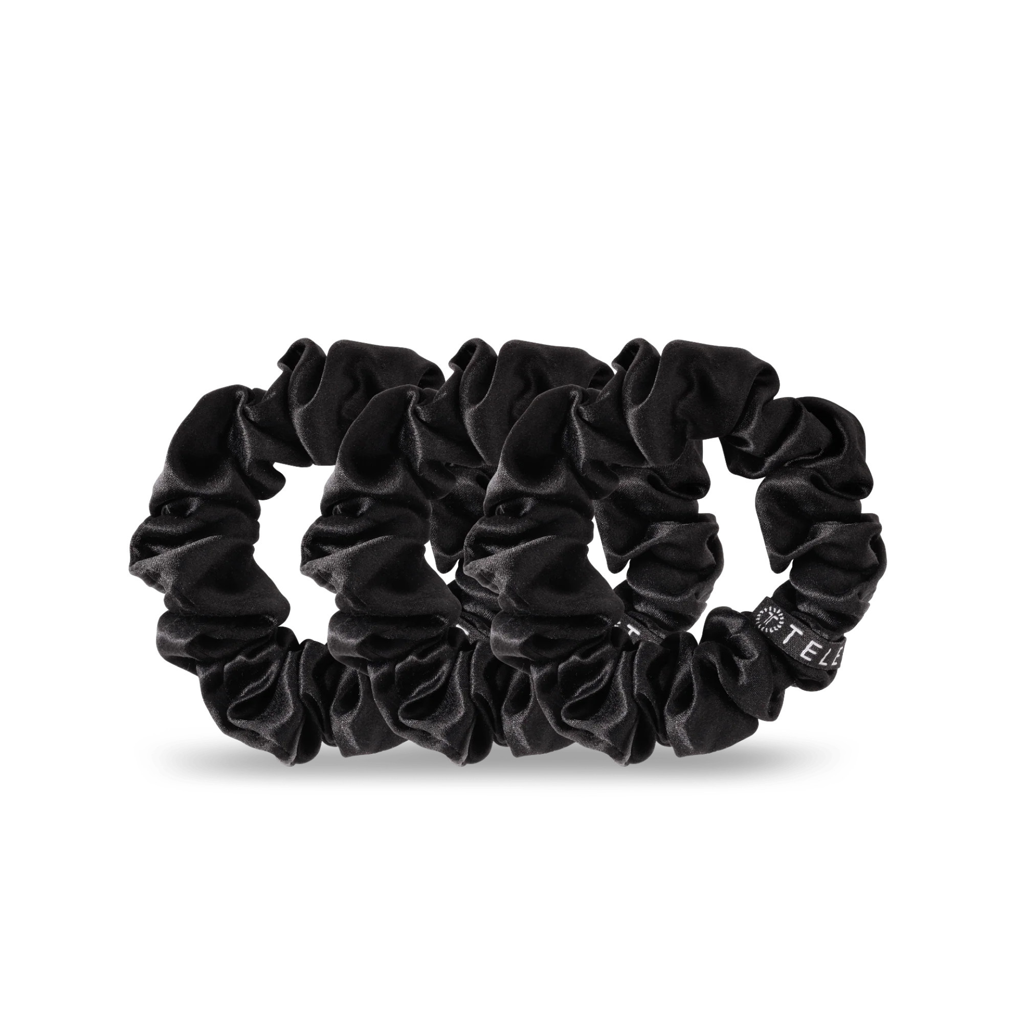 Jet Black Small Silk Scrunchies | TELETIES