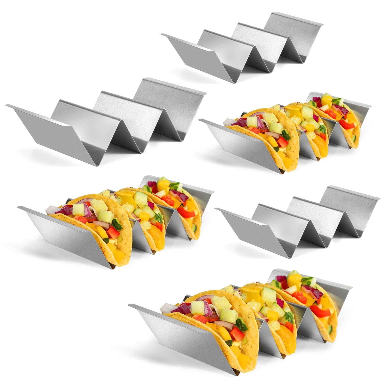 Taco Holders Set of 6, Taco Stand, Stainless Steel Taco Holder, with Easy-Access Handle, Each Can... | Amazon (US)