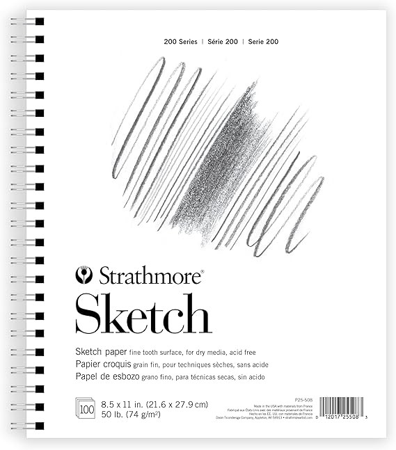 Strathmore 200 Series Sketch Pad, 8.5x11 inch, 100 Sheets, Side Wire - Artist Sketchbook for Draw... | Amazon (US)