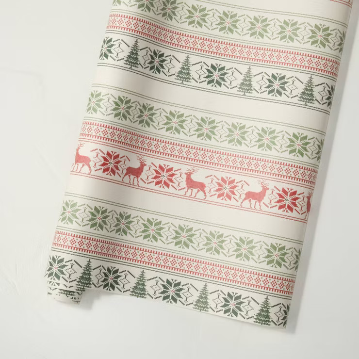 Fair Isle Printed Holiday Gift Wrap Red/Green/Cream - Hearth & Hand™ with Magnolia | Target