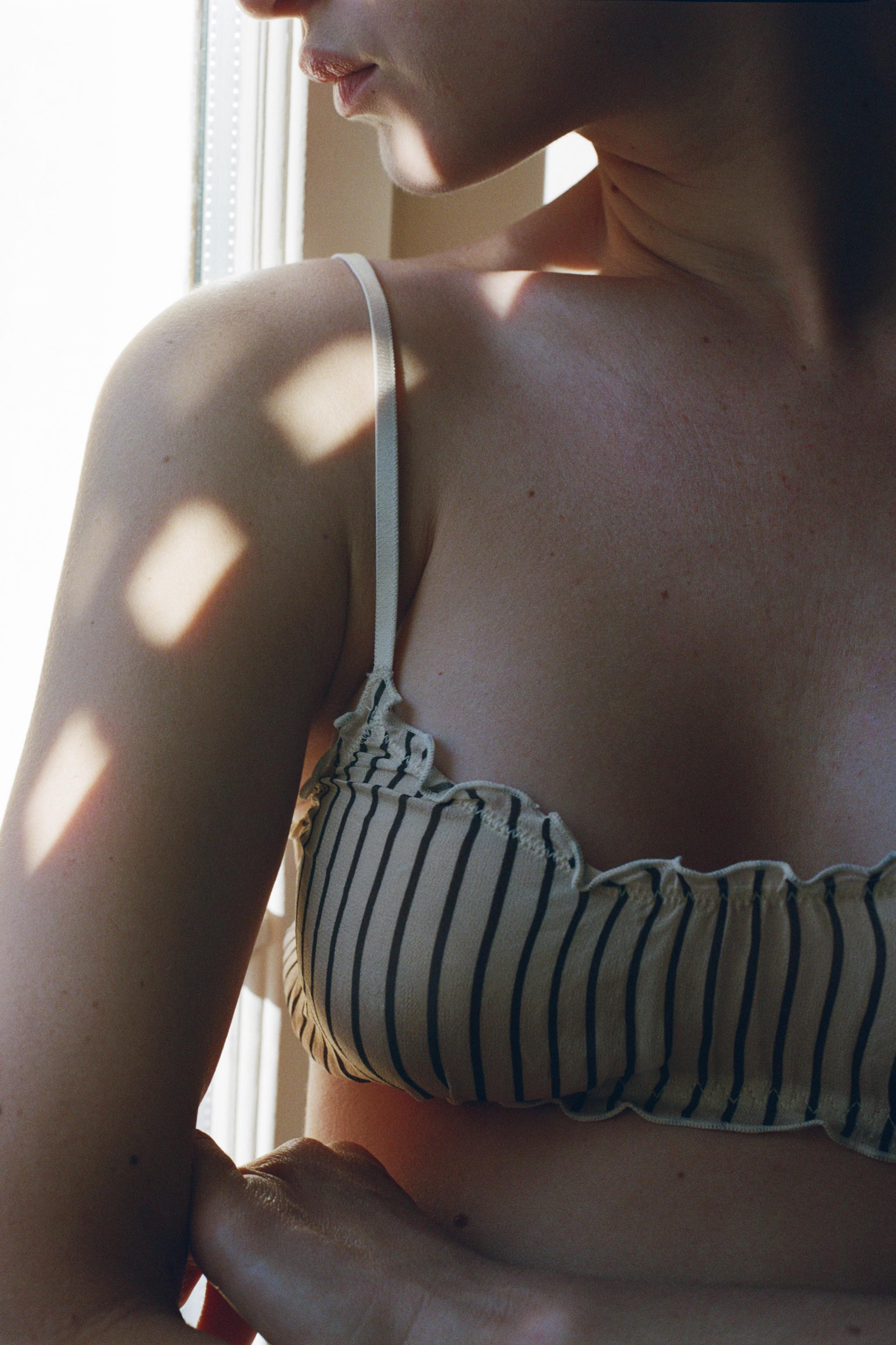 100% VISCOSE STRIPED BRA | Zara UK