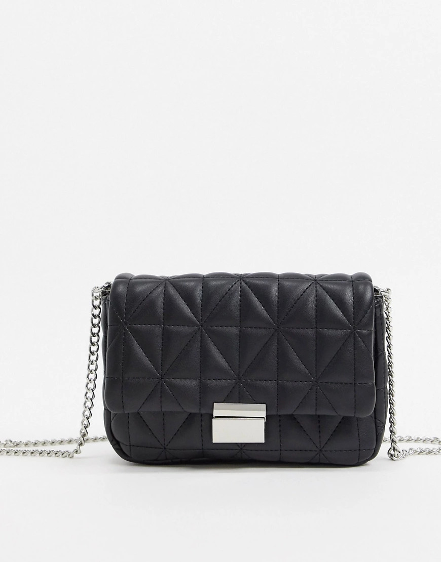 Pull&Bear quilted cross body bag in black | ASOS (Global)