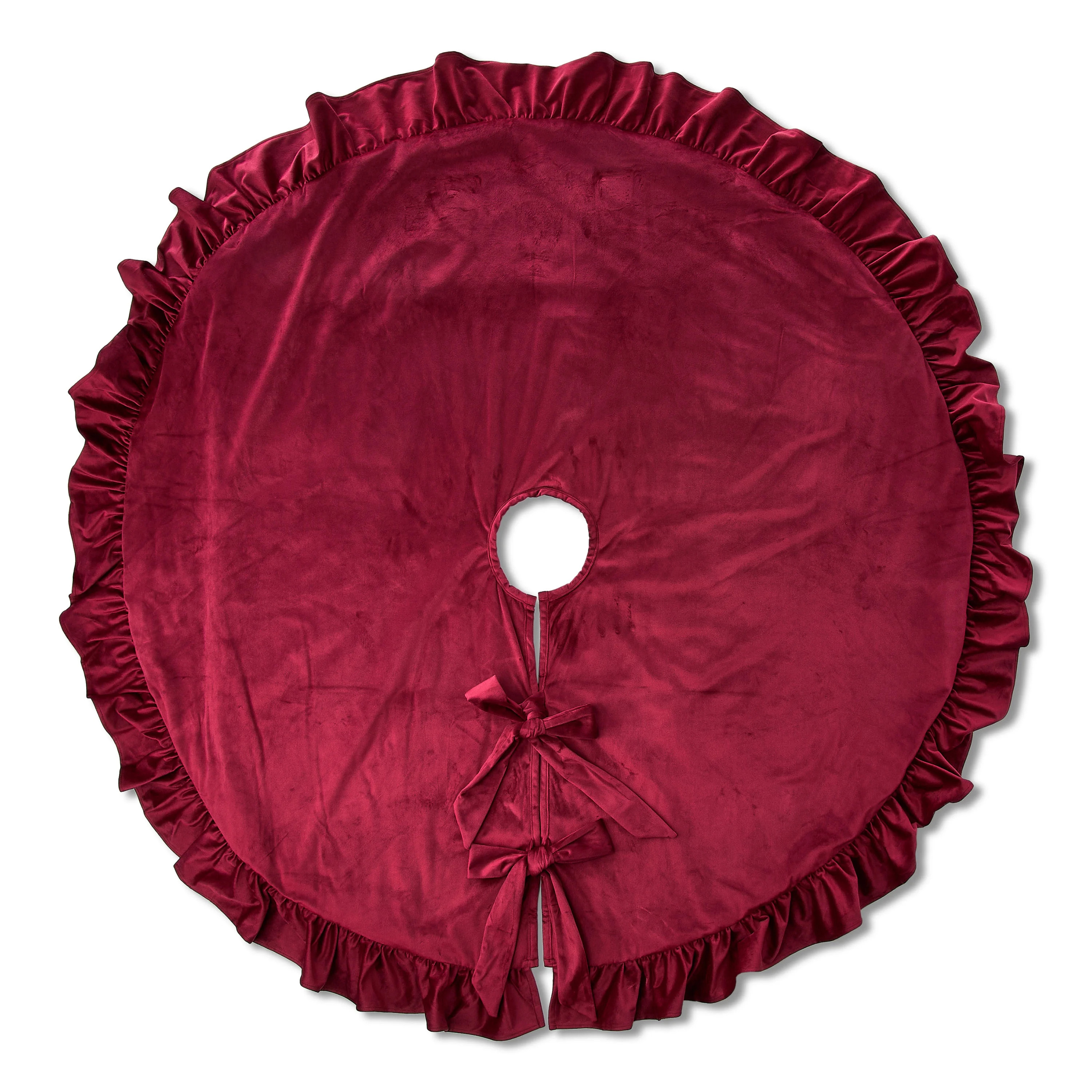 Red Ruffle Velvet Christmas Tree Skirt, 52&quot;, by My Texas House - Walmart.com | Walmart (US)