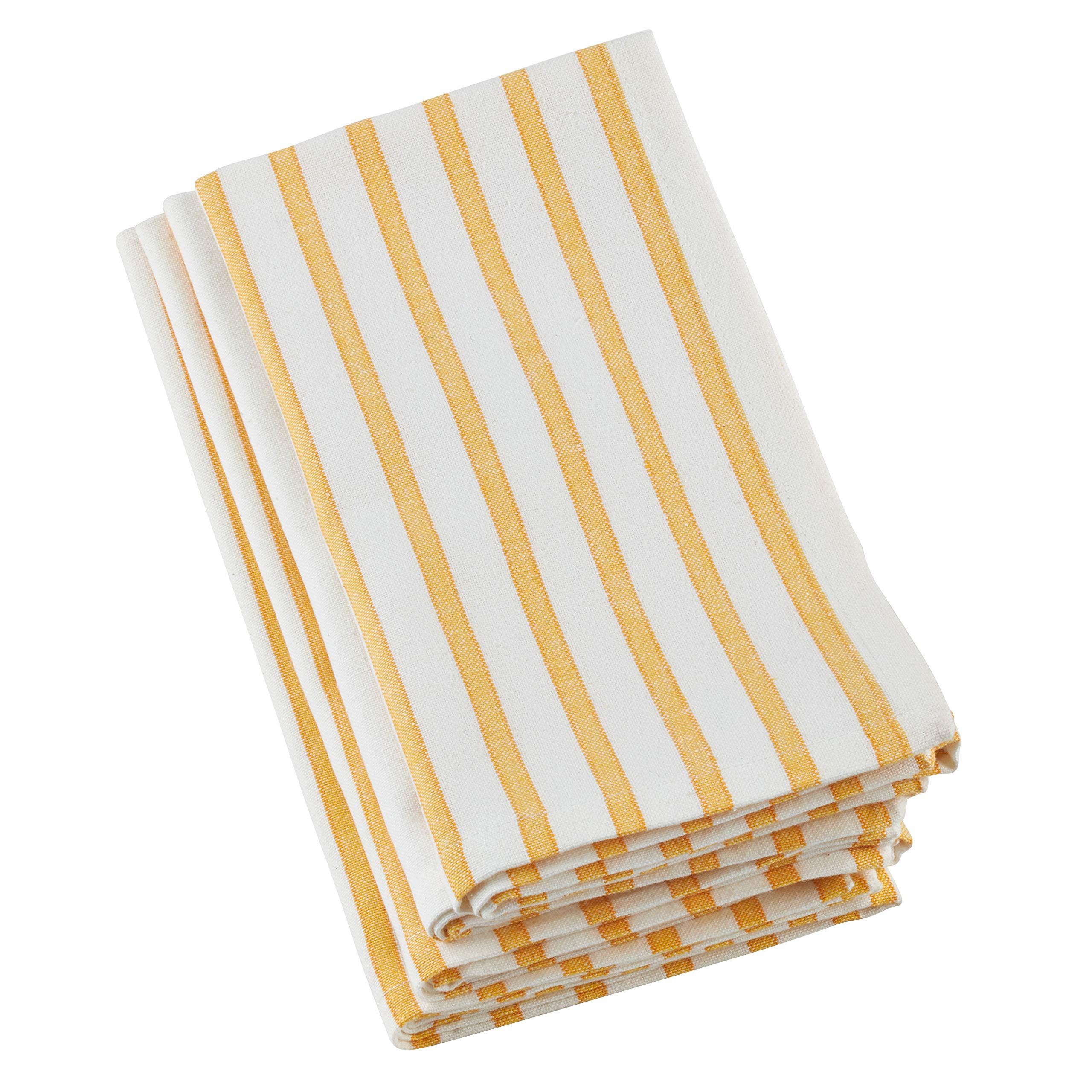 Saro Lifestyle Striped Design Cotton Table Napkin (Set of 4), 20", Yellow | Amazon (US)