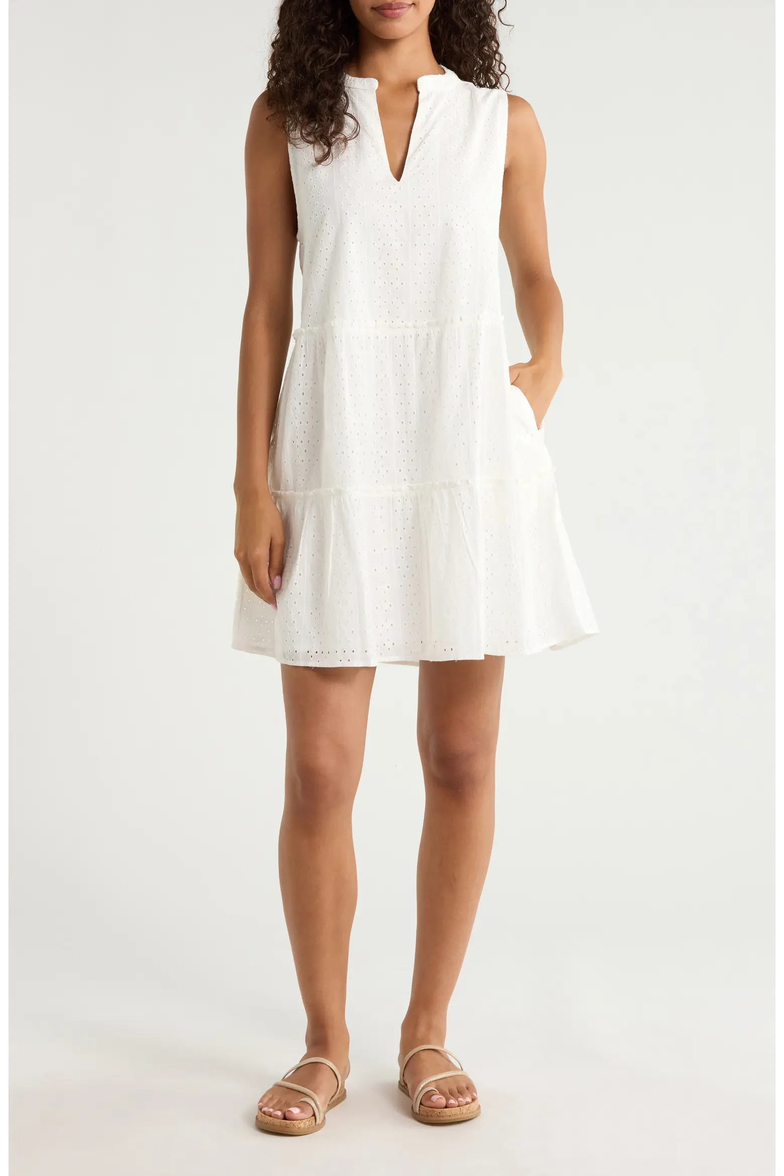 Eyelet Tiered Sleeveless Cover-Up Minidress (Women) | Nordstrom | Nordstrom