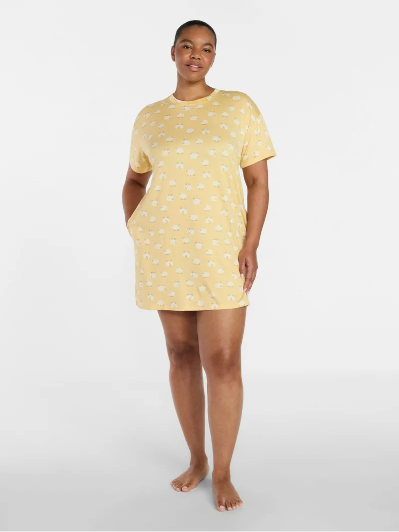 Joyspun Women's Dreamy Soft Collection Short Sleeve Sleepshirt, Sizes S/M-2X/3X | Walmart (US)