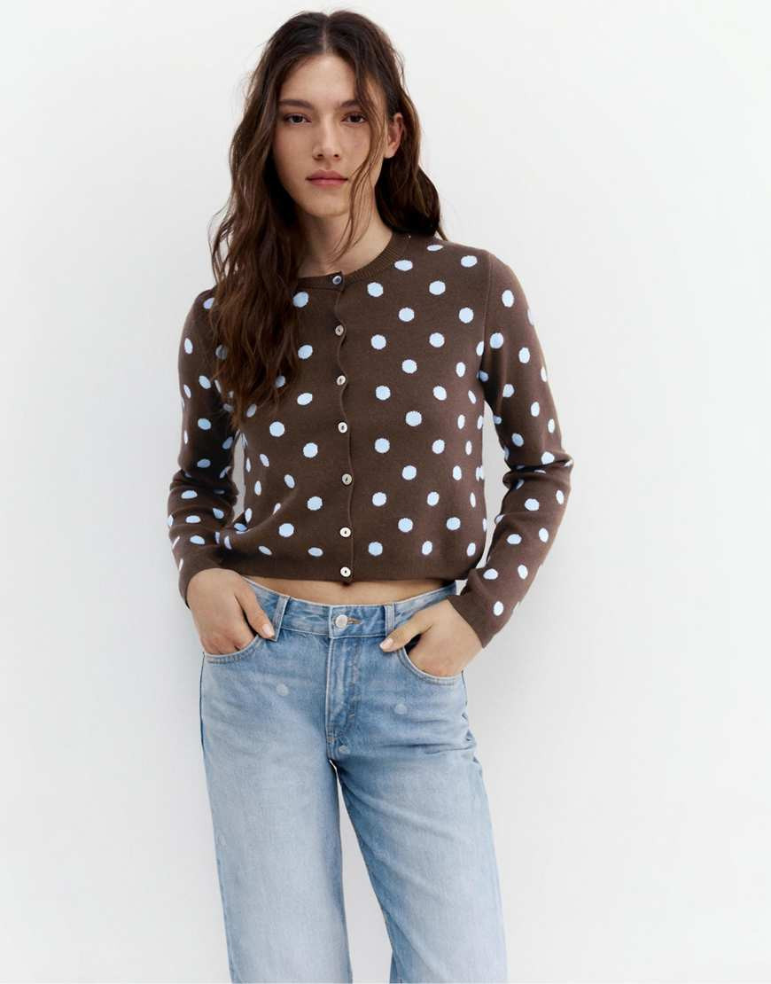 Pull&Bear Polka dot jacket in brown | ASOS (Global)
