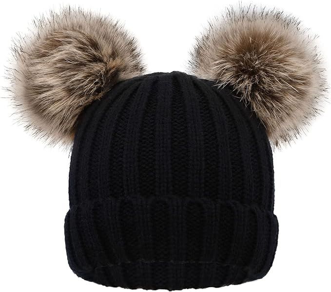 Simplicity Warm Kids Boys Girls Winter Hat with Pompom Ears Elastic Knitted Toddler Beanie Hats f... | Amazon (US)