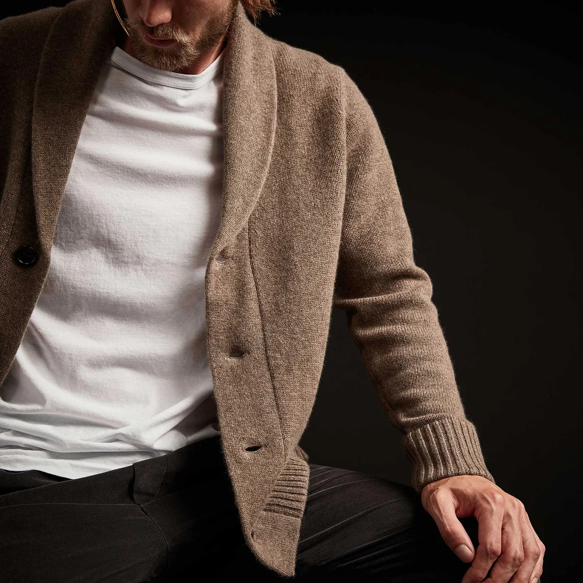 Shawl Collar Button Up Cardigan - Brown Stone | James Perse (US)