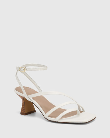 Maeve White Leather Flared Heel Sandal | Wittner