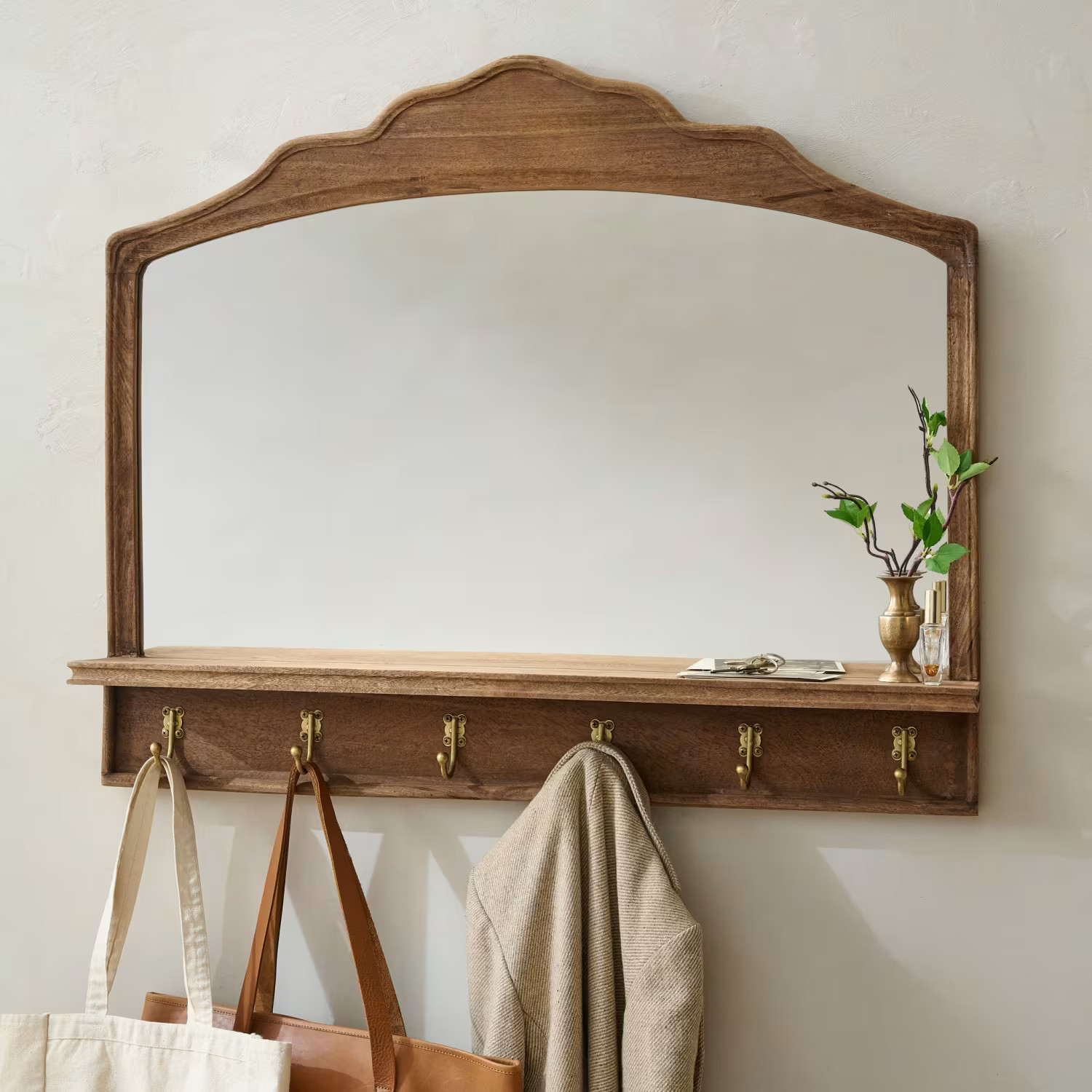 Oversized James Mirror with Hooks and Shelf | Magnolia