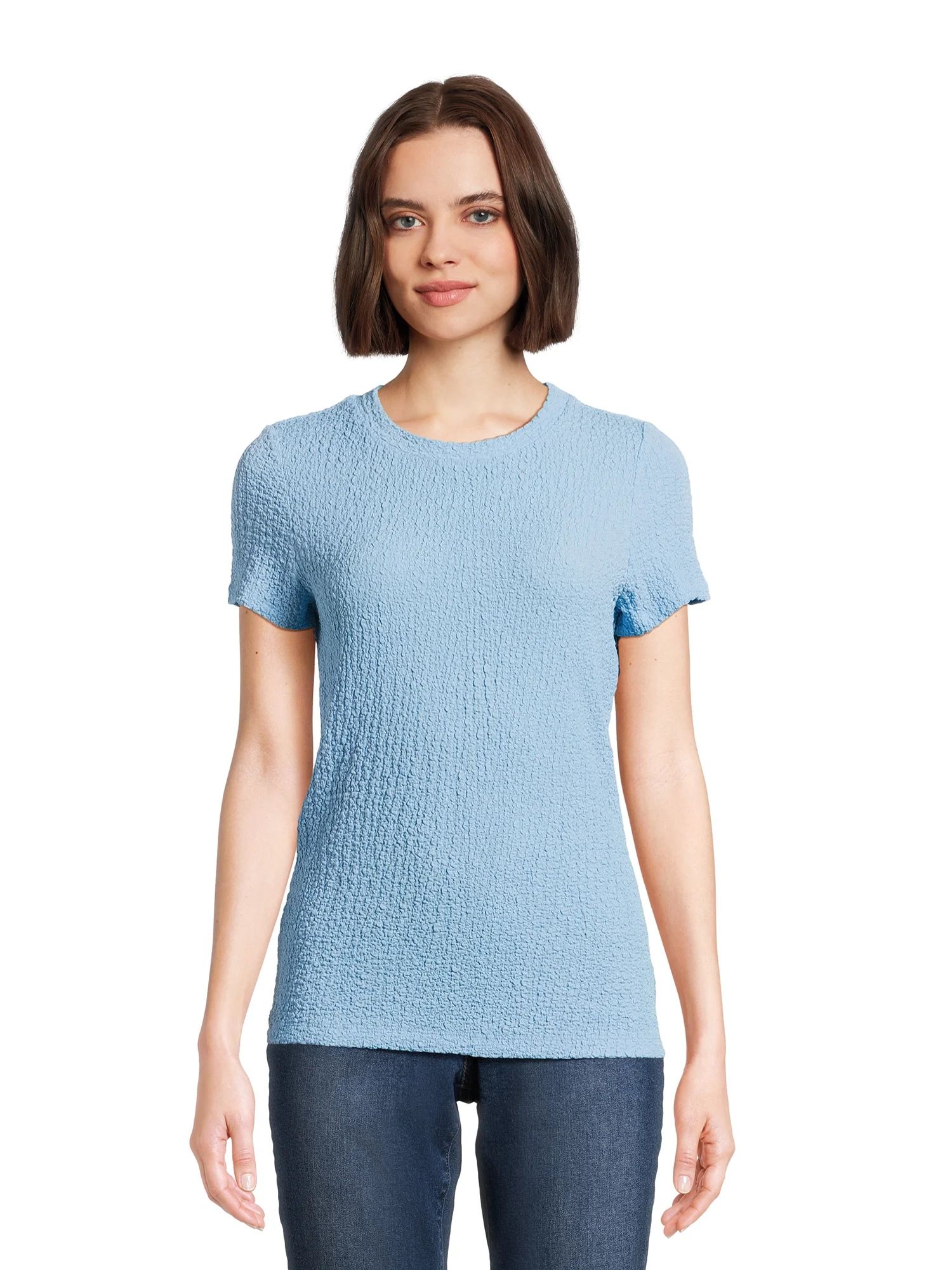 Time and Tru Women's Pucker Knit Tee, Sizes XS-XXXL | Walmart (US)