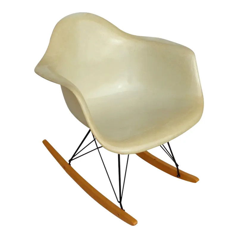 Eames for Herman Miller Fiberglass Parchment Shell RAR Rocker | Chairish