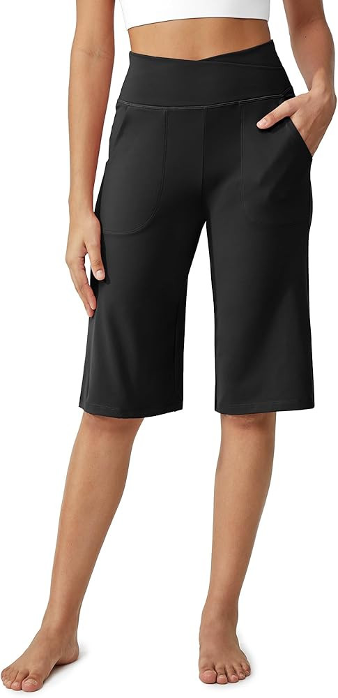 G4Free Capri Pants for Women 14" Knee Length Wide Leg Yoga Capris Dressy Casual Summer Crop Pants... | Amazon (US)