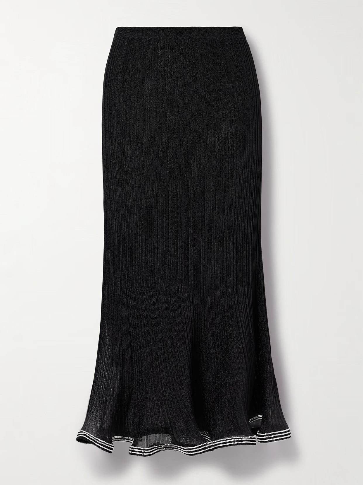 SIMKHAI - Brighton Crystal-embellished Metallic Ribbed-knit Maxi Skirt - Black | NET-A-PORTER (UK & EU)