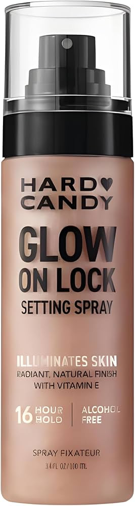 Hard~Candy Glow On Lock Setting Spray, Alcohol-Free, 16 Hour Hold, Luminous Finish ~ 3.4oz/fl ~ P... | Amazon (US)