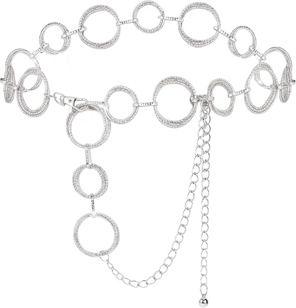 YooAi O-Ring Chain Belts Waist Belt Links for Women Metal Link Chain Gift | Amazon (US)