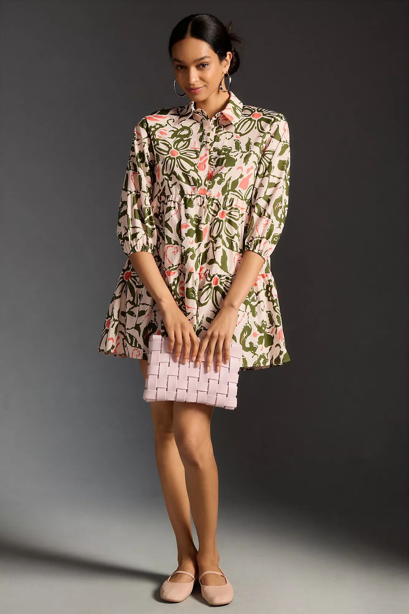 The Bettina Tiered Mini Shirt Dress by Maeve | Anthropologie (US)