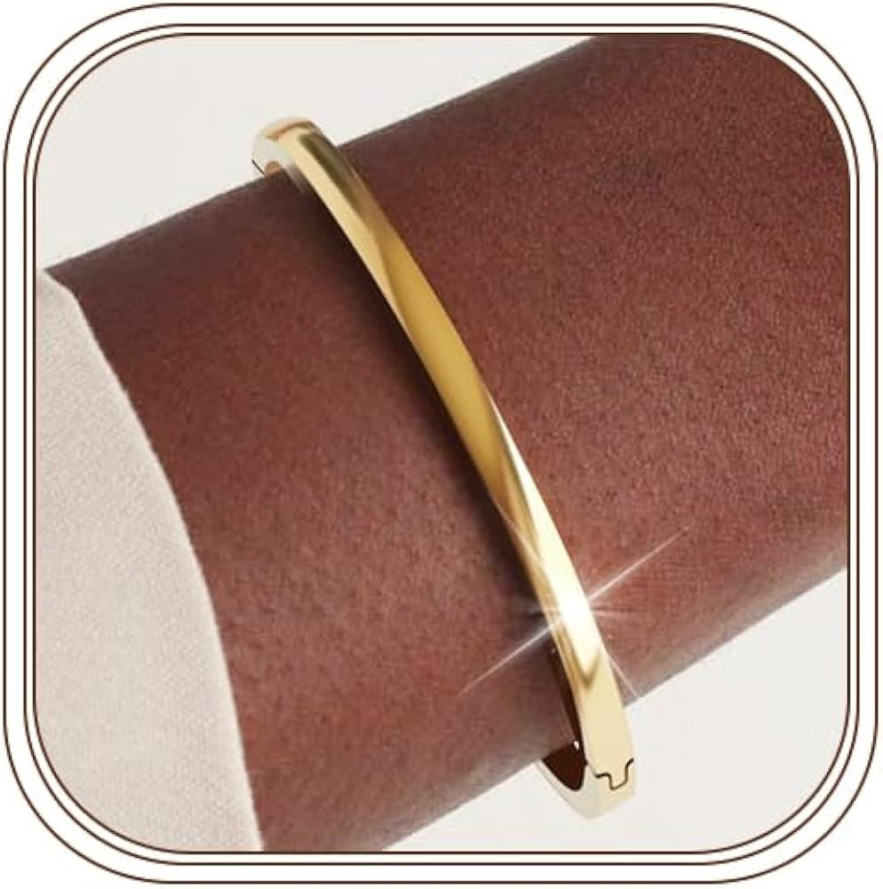 JUNVirtuous Gold Bangle Bracelet for Women Trendy Minimalist Dainty - 18K Plated Gold Bracelet fo... | Amazon (US)