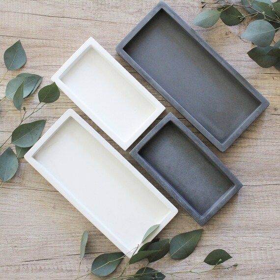 Concrete Soap Bottle Tray | Modern Soap Dish | White Kitchen Tray | Gray Bathroom Tray | Rectangu... | Etsy (US)