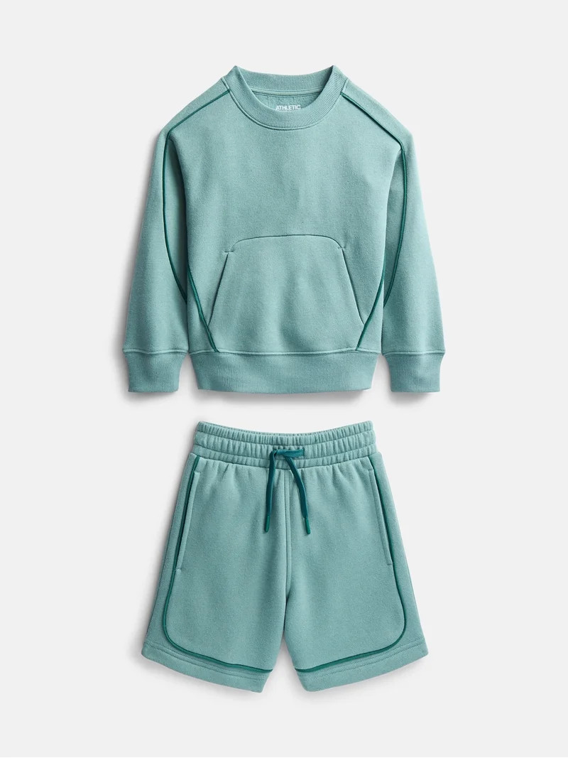 Athletic Works Boys Fleece Sweatshirt and Sweatshorts Set, 2 Piece, Sizes 4-18 & Husky | Walmart (US)