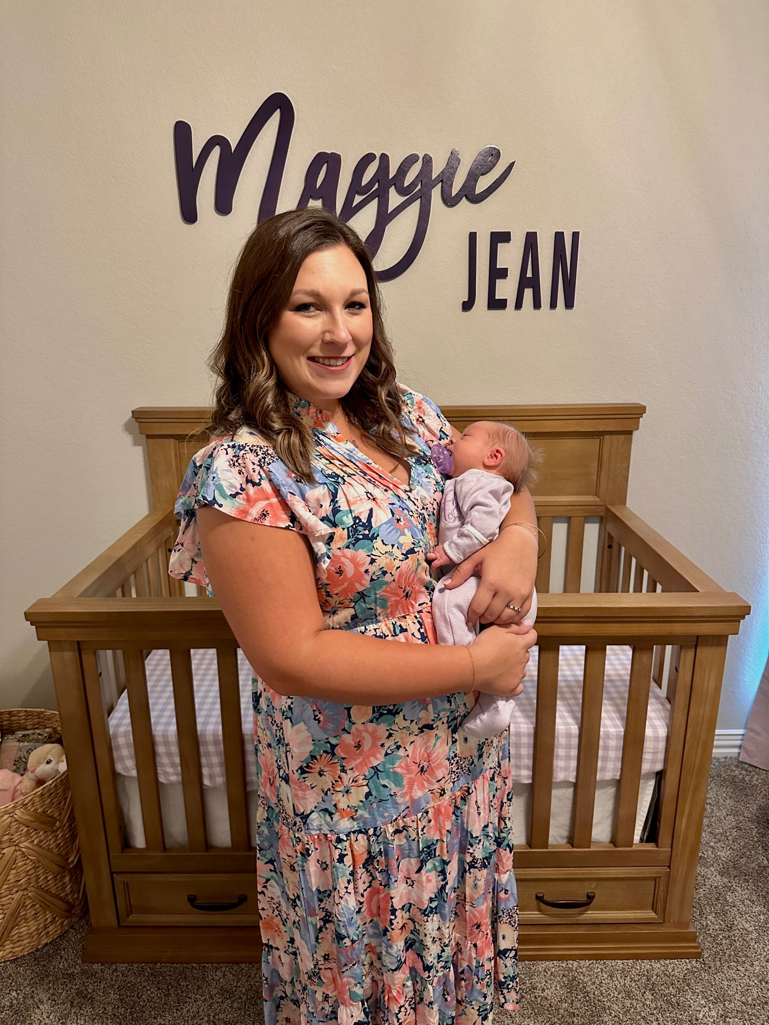 Nursery items! Linked up my dress, Maggie’s coming home outfit, the name sign, and not pictured the curtains we got from Pottery Barn! I’ll post a better picture with the curtains soon, but they take a while to ship so check them out asap! 

#LTKbaby #LTKfindsunder100 #LTKfamily