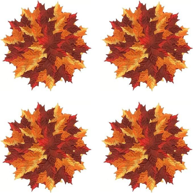 Northeast Harvest Autumn Pile of Leaves Round Placemats, Set of 4 | Amazon (US)