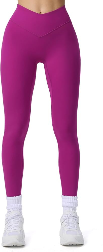 Aoxjox Workout Leggings for Women Tummy Control Athletic Gym Running Vanity V Waist Hidden Scrunc... | Amazon (US)