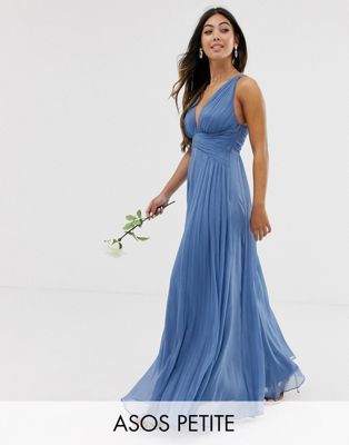 ASOS DESIGN Petite Bridesmaid ruched bodice drape maxi dress with wrap waist | ASOS (Global)