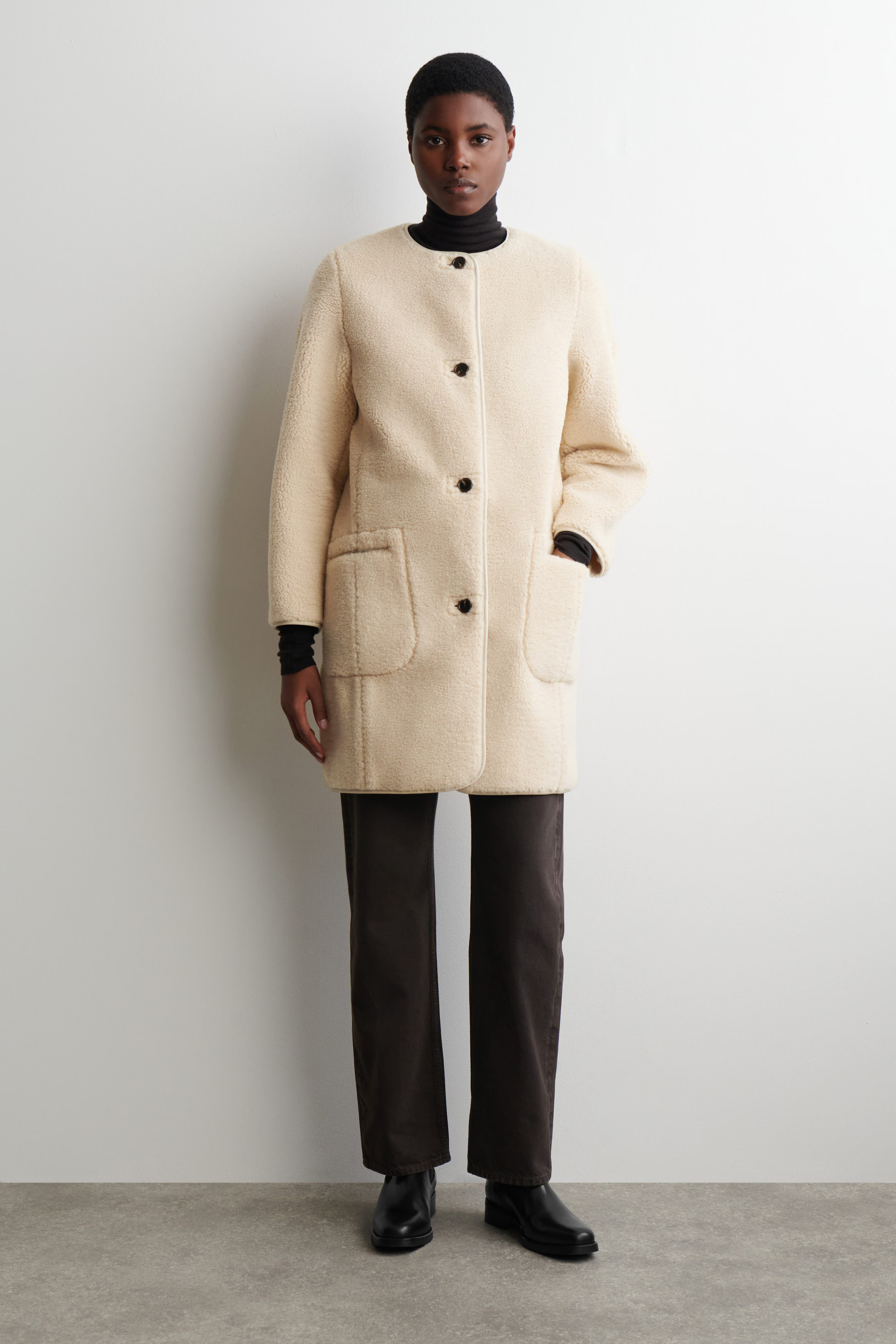 LONGLINE TEDDY JACKET - ECRU | COS GB | COS UK