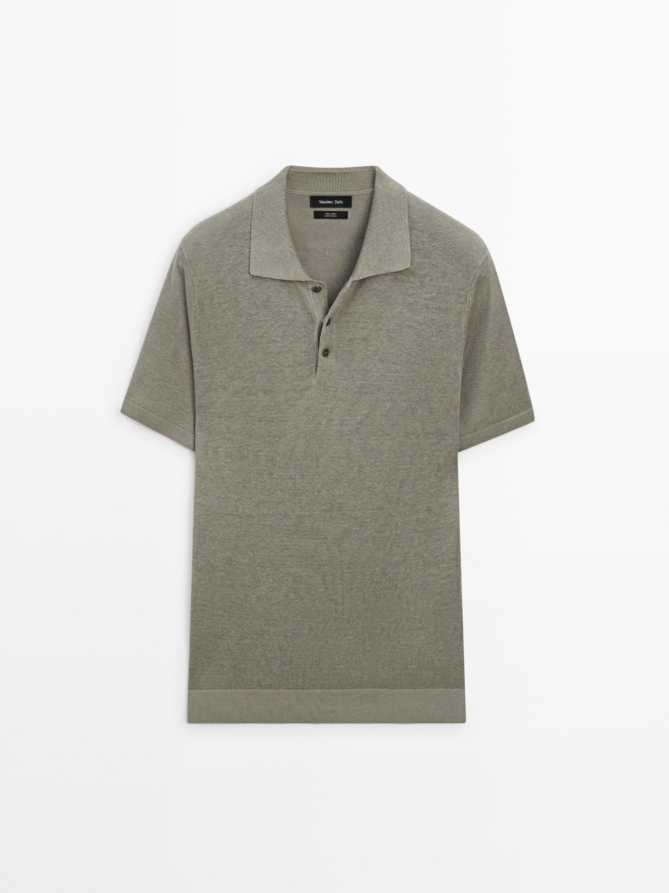Strickpullover im Polo-Stil aus Leinen | Massimo Dutti DE