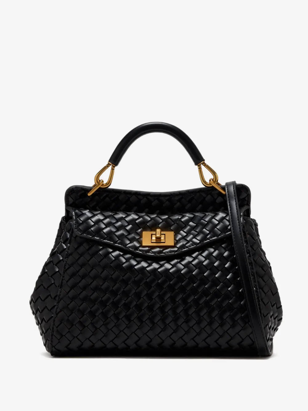 JW Pei Lucia top-handle leather tote bag - Black | Farfetch Global