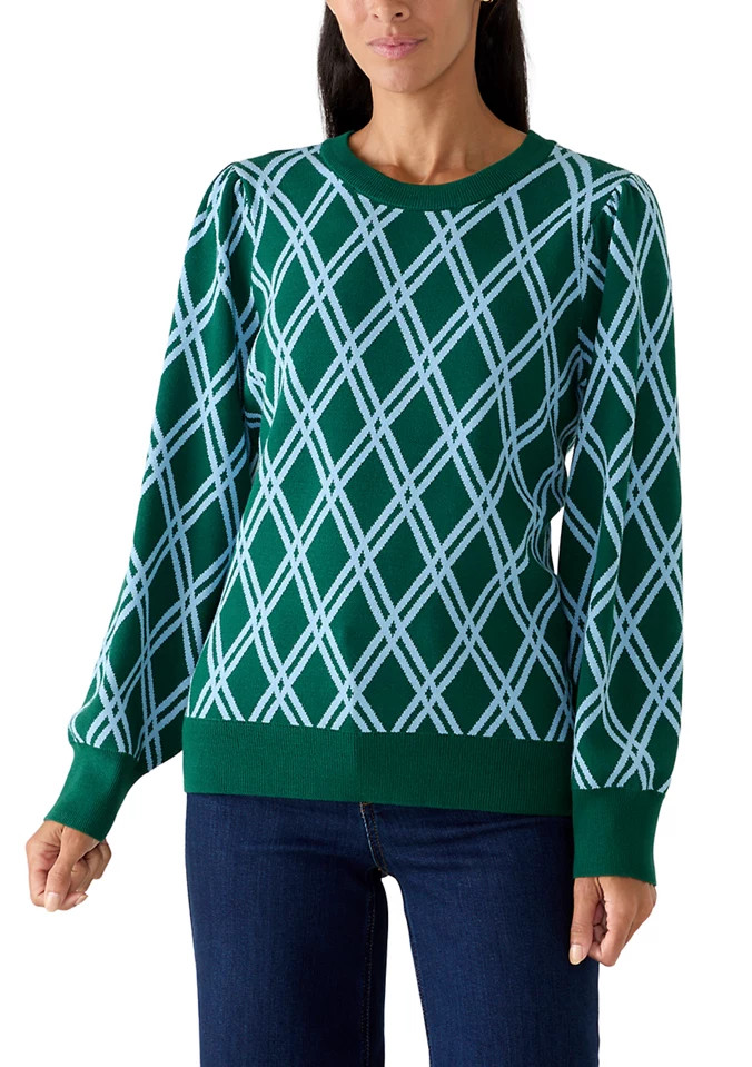 Women's Puff Sleeve Intarsia Sweater | Belk