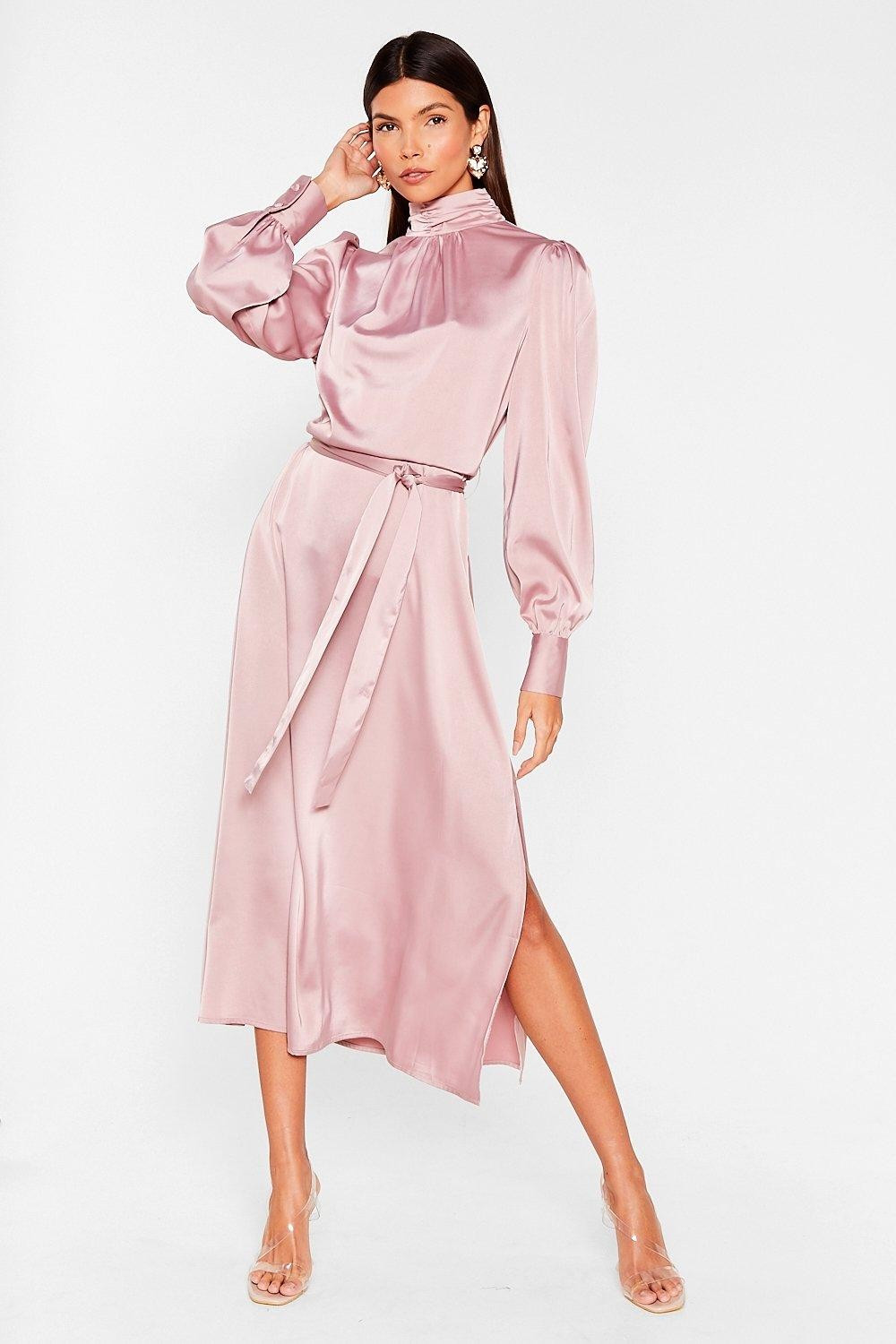 Womens Sleek Your Heart Belted Midi Dress - Mauve | NastyGal (US & CA)