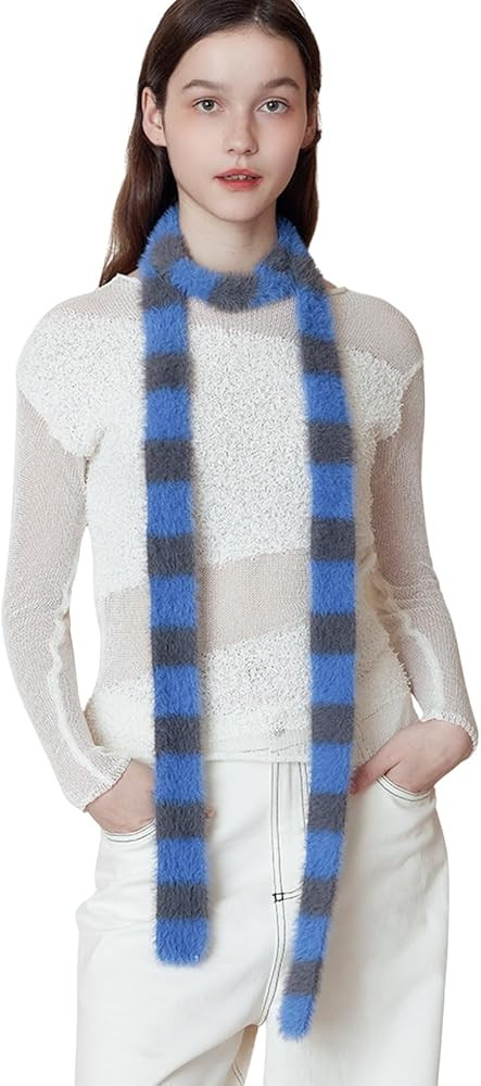 SUNDSGT Skinny Scarf Neckerchief Knit Striped Scarf for Women Fashion Cute Accessories Spring Fal... | Amazon (US)