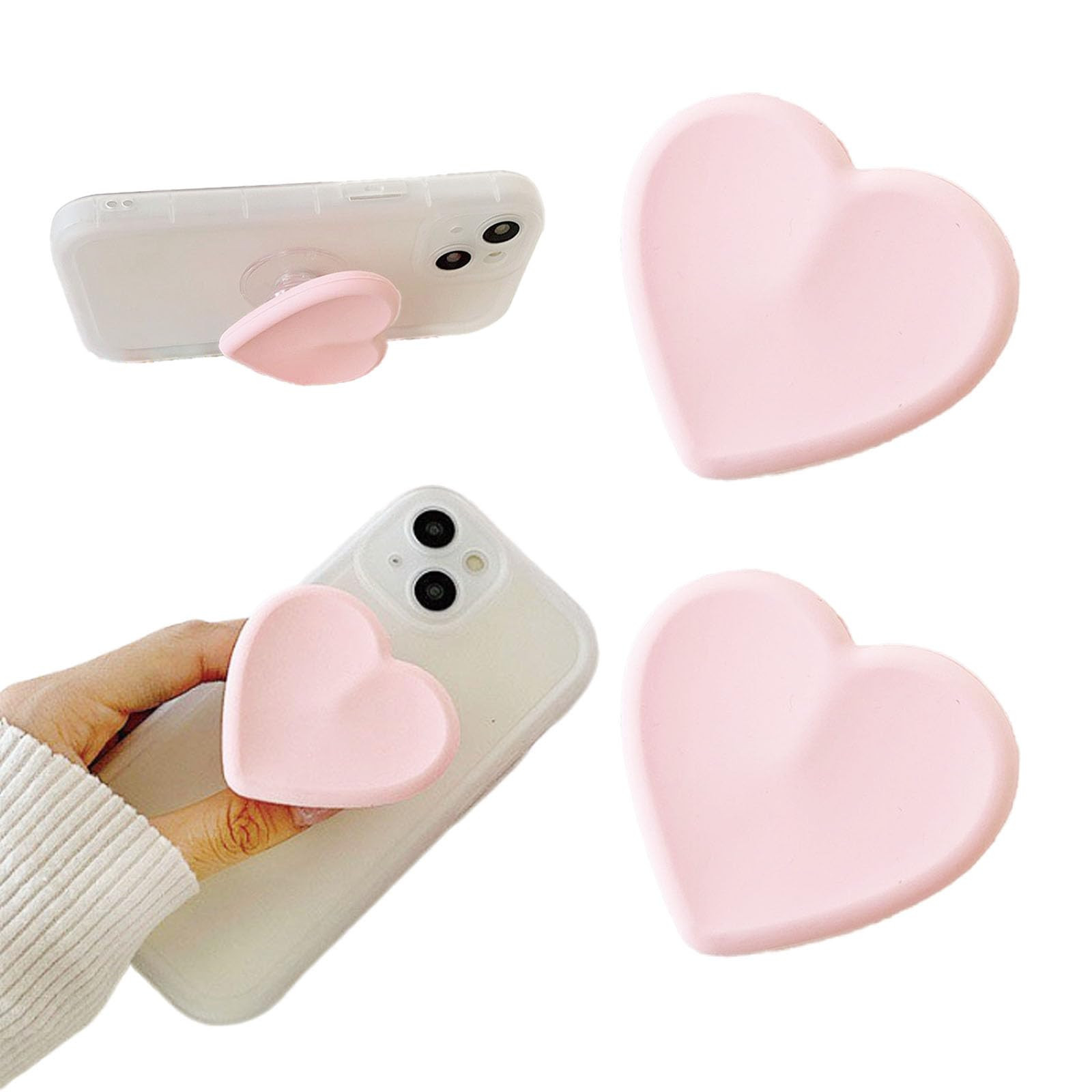 2PCS Heart-Shaped Silicone Mobile Phone Grip Stand,Vilbocr Collapsible Cellphone Finger Grip Hold... | Amazon (US)