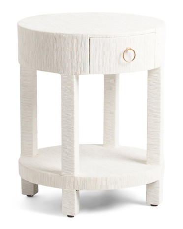 Round Raffia One Drawer Side Table | TJ Maxx