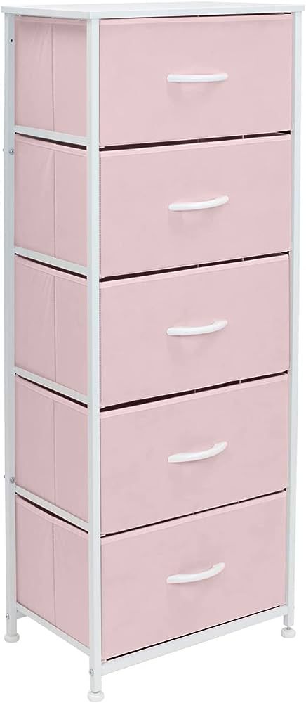 Sorbus Fabric Dresser for Kids Bedroom - Chest of 5 Drawers, Tall Storage Tower, Clothing Organiz... | Amazon (US)